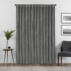 Eclipse Harper Velvet Rod Pocket Curtains For Bedroom, Single Panel, 50 In X 95 In, Charcoal