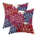 CXMEIFLY Burgundy Red Navy Blue Pillow Covers 18x18 Inch Set of 2 Dahlia Floral Decor Throw Pillows Summer Modern Geometry Flowe