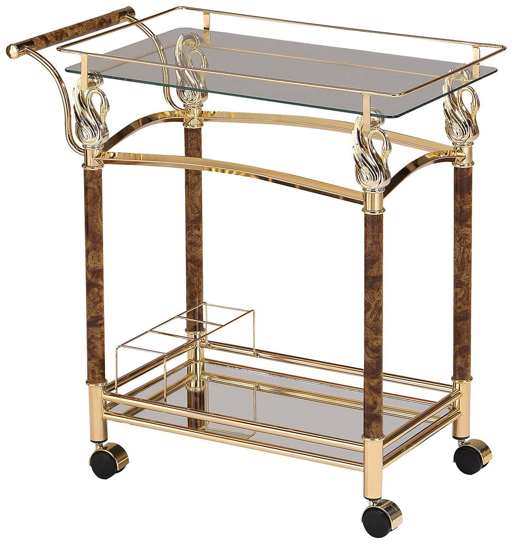 Acme Helmut Serving Cart in Gold Plated and Clear Glass