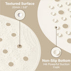 Selfsuite Rubber Bathtub Mat Shower Mat Non-Slip, 31X14 Inch, Bath Tub Floor Mat With Suction Cups And Drainage Holes, Ivory Whi