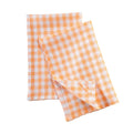 Solino Home Linen Kitchen Towels Set of 2 - Sunny Orange 17 x 26 Inch - 100% Pure Linen Gingham Check Kitchen/Tea Towels - Machi