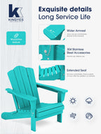 Kingyes Folding Adirondack Chair, Hdpe All-Weather Folding Adirondack Chair, Aruba