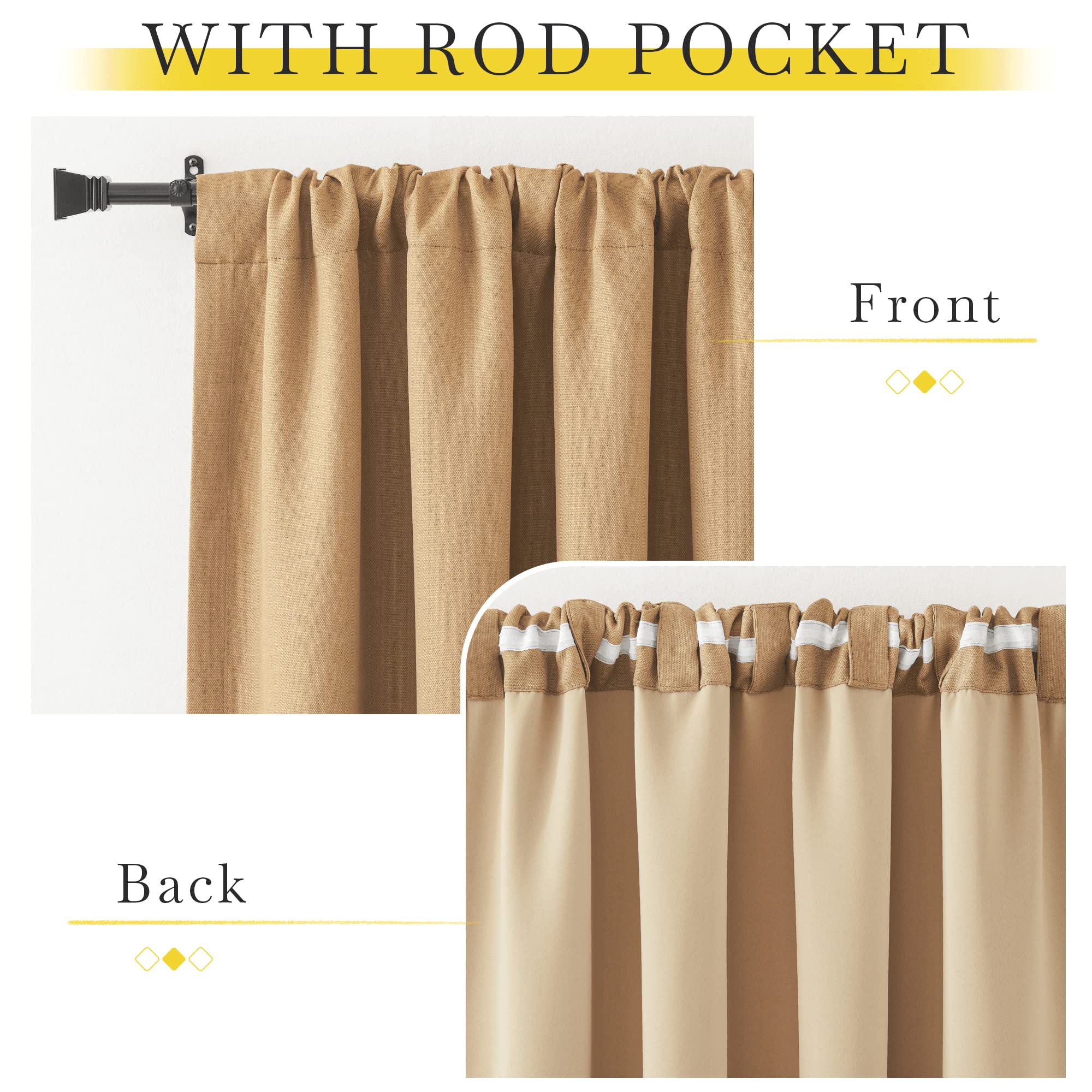 Nicetown Thick Faux Linen Room Darkening Curtains 90 Inches Long, Pinch Pleated Faux Linen Curtains Thermal Insulated Window Tre