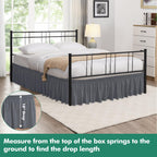 Biscaynebay Wrap Around Bed Skirts With Split Corners For Queen Beds 18' Drop, Dark Grey Elastic Dust Ruffles Easy Fit Wrinkle & Fade Resistant Silky Luxurious Fabric Solid Machine Washable