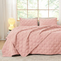 Litanika Oversized King Quilt Bedding Set,120X120Inch Super King Blush Pink Comforter Bedspreads Lightweight Bed Coverlets Boho