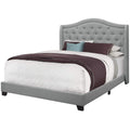 Monarch Specialties I Size/Grey Linen with Chrome Trim Queen Bed,