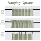 Ryb Home Linen Sheer Curtains And Drapes For Living Room And Bedroom 84 Inches Length, Breathable Back Tab/Rod Pocket Semi Sheer Curtains, Sage Green, W 52 X L 84 Inches, 2 Panels Set