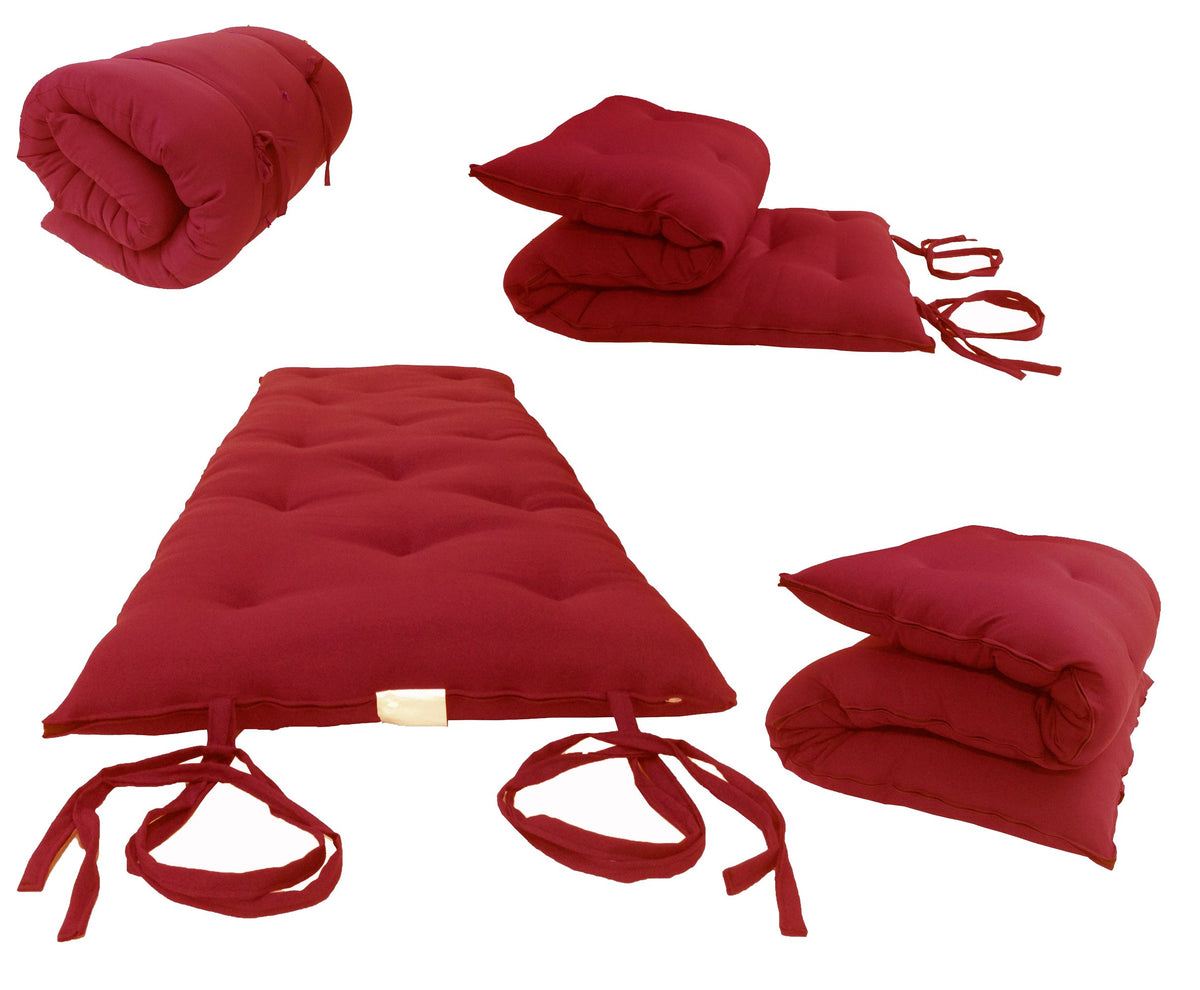 D&D Futon Furniture Red Traditional Japanese Floor Futon Mattress 3 X 30 X 80, Shiki Futon Filled With Cotton, Foam, Polyester F