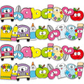Whaline 69Ft Back To School Bulletin Board Borders Colorful Cartoon Pencil Apple School Bus Adhesive Border Trim For School Clas