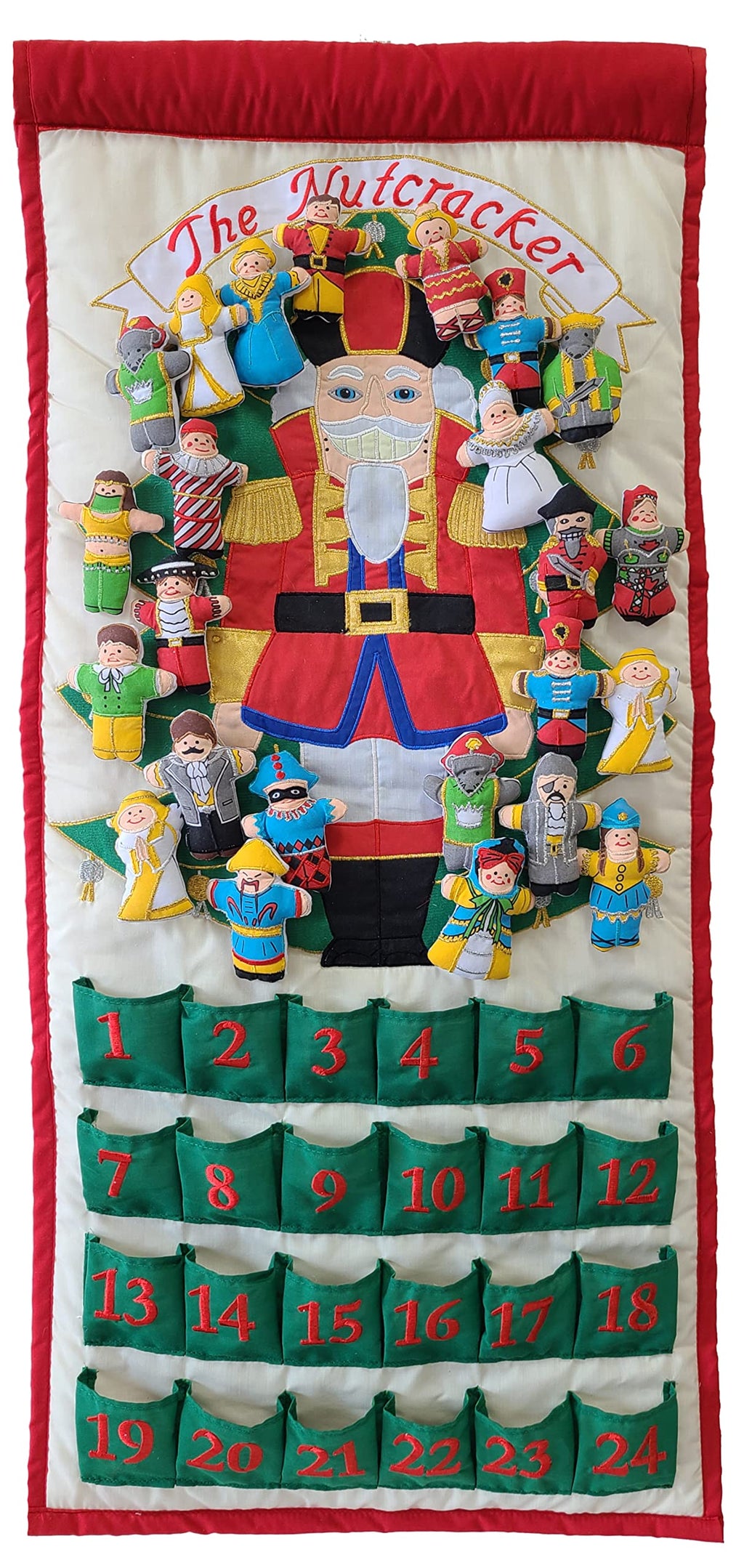 Nutcracker Advent Calendar by Pockets of Learning | Interactive Christmas Holiday D  cor | Embroidered Seasonal Soft Fabric Clot