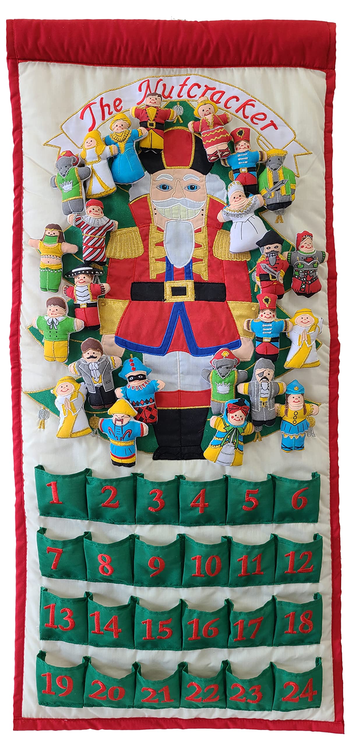 Nutcracker Advent Calendar by Pockets of Learning | Interactive Christmas Holiday D  cor | Embroidered Seasonal Soft Fabric Clot