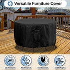 Outdoorlines Outdoor Waterproof Patio Table Furniture Set Covers - Round Couch Sectional Cover Outside Weatherproof Patio Furniture Covering For Deck, Lawn And Backyard 96' Dia X 28' H, Black