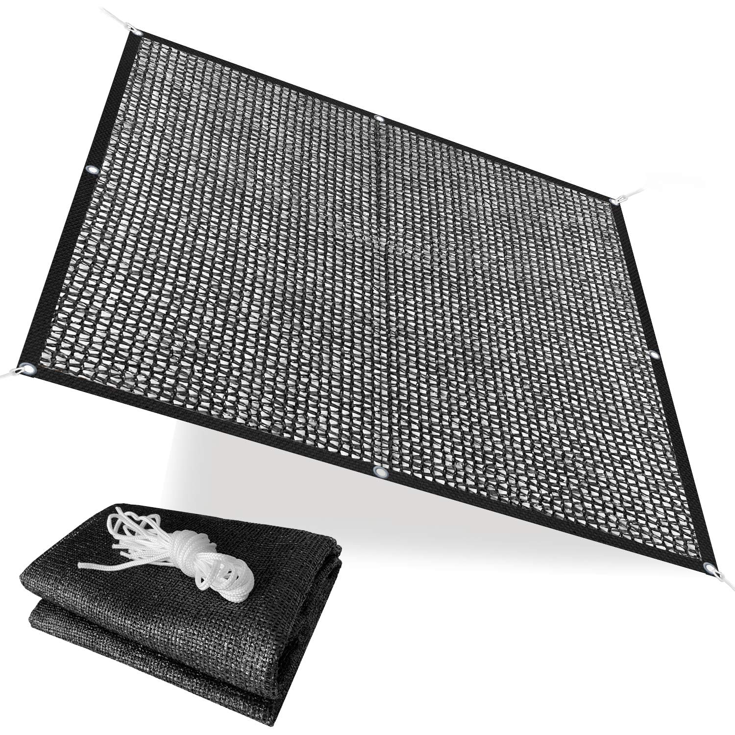 40% Sunblock Shade Cloth With Grommets - Uv Resistant Garden Netting - Sun Shade Cover For Garden Patio Plants - Black (6' X 8')