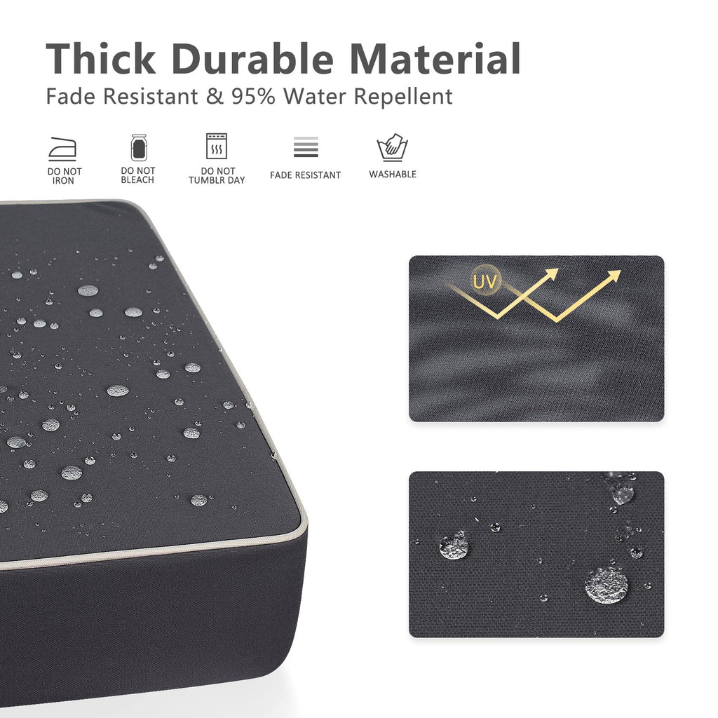 Porch Shield Outdoor Patio Cushion Covers Set 4 Waterproof Fade Resistant Chair Seat Cushion Slipcovers 22 X 20 X 4 Inch, Dark G