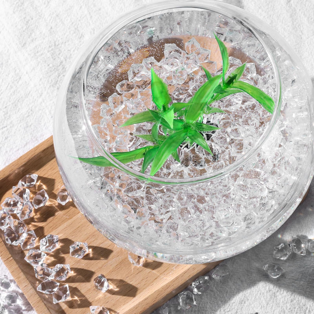 Domestar 550Pcs Clear Vase Fillers, Acrylic Fake Crushed Ice Rocks Fish Tank Vase Centerpiece Party Table Scatter Props Display