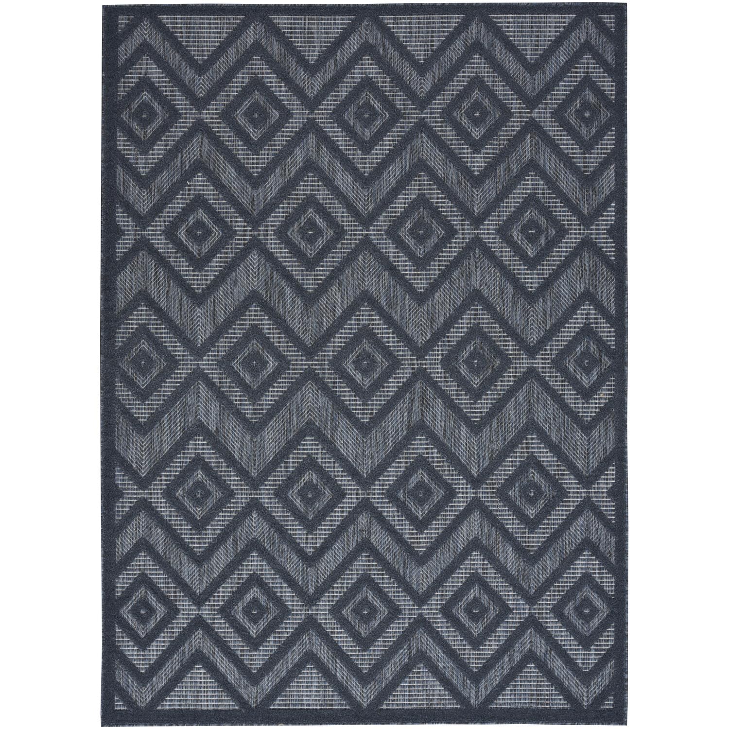 Nourison Versatile Indoor/Outdoor Navy Blue 6' X 9' Area Rug, Easy Cleaning, Non Shedding, Bed Room, Living Room, Dining Room, Deck, Backyard, Patio, High Traffic Area (6X9)
