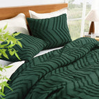 Litanika Comforter King Size Set Dark Emerald Green, 3 Pieces Lightweight Tufted Solid Forest Green Bedding Sets, Down Alternati