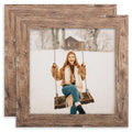 TOFOREVO Picture Frames 4x4 Set of 2 Rustic Wood Grain Photo Frame for Gallery Wall Mounting or Tabletop Display
