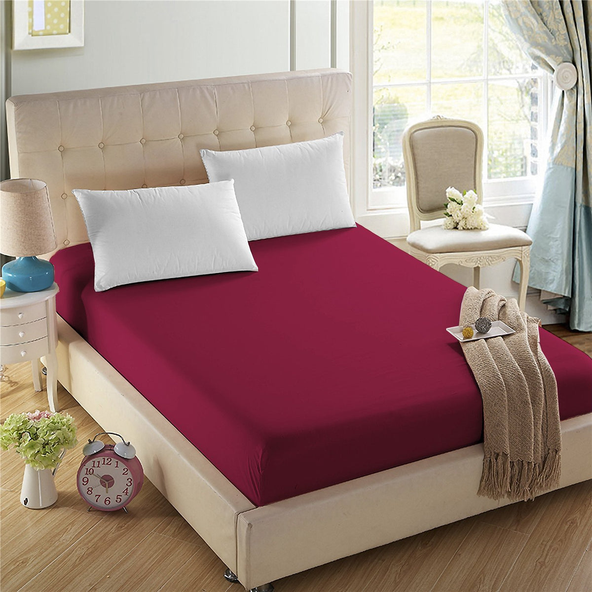 4U'Life 2-Pack Fitted Sheets,Prime 1800 Series, Ultra Soft & Comfortable, Double Brushed Microfiber (Cardinal Red, 2-Pack Full)