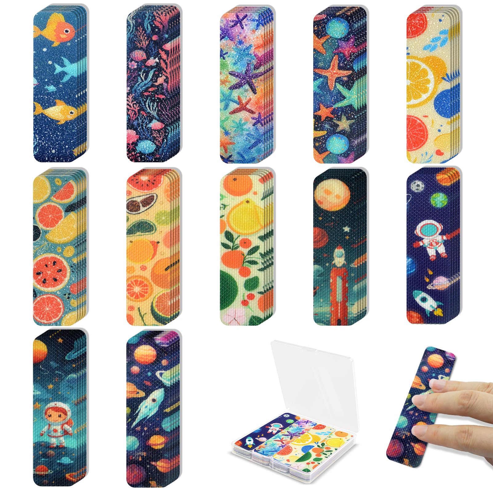 48 Pieces Anxiety Sensory Stickers With Storage Box - Calming Stickers With 2 Textured Stickers For Adults & Teens Desk Fidget -