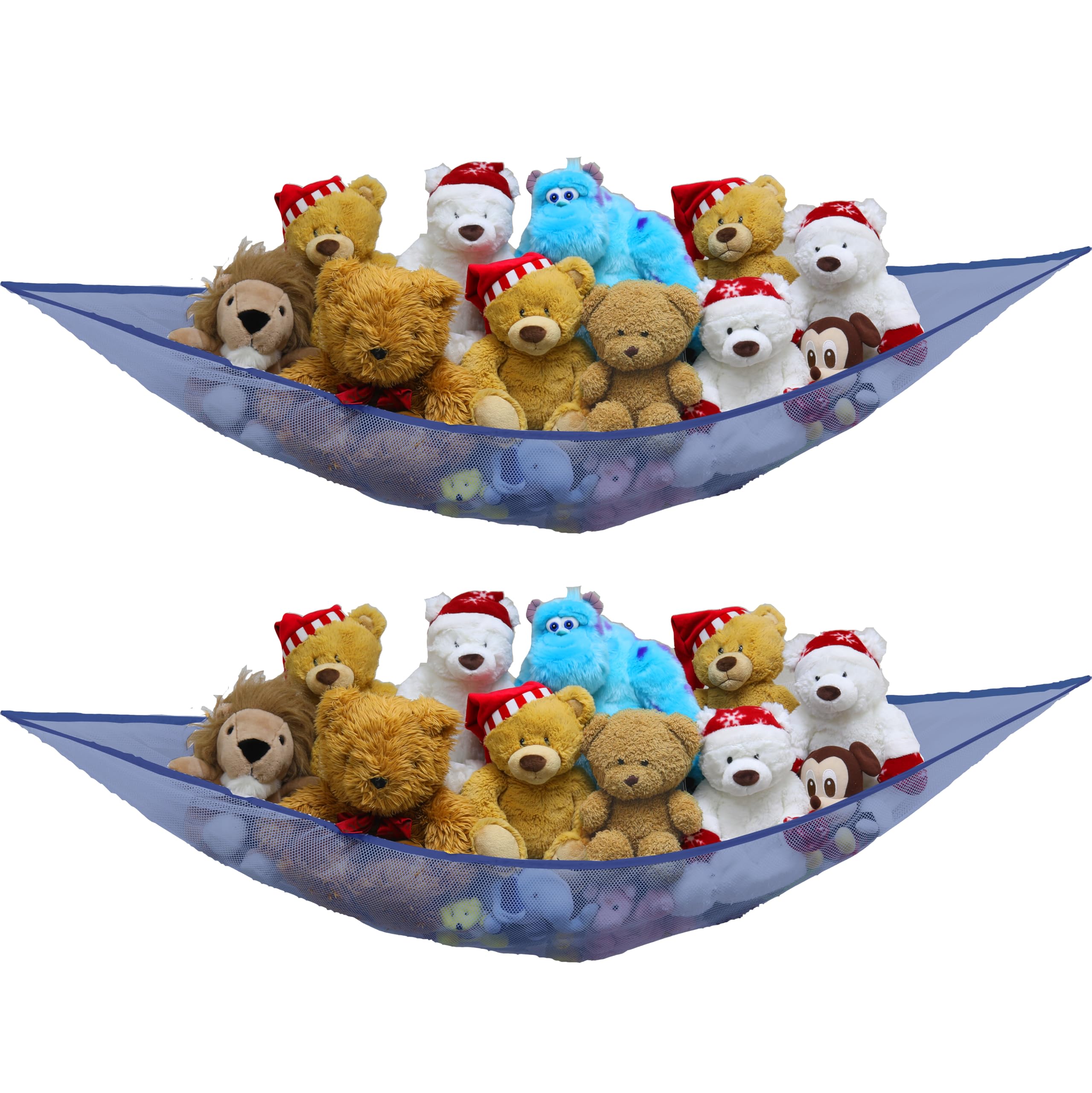 Simple Houseware 2 Pack Stuffed Animal Toy Hammock Net, Corner Wall Storage for Kids Room, Dark Blue