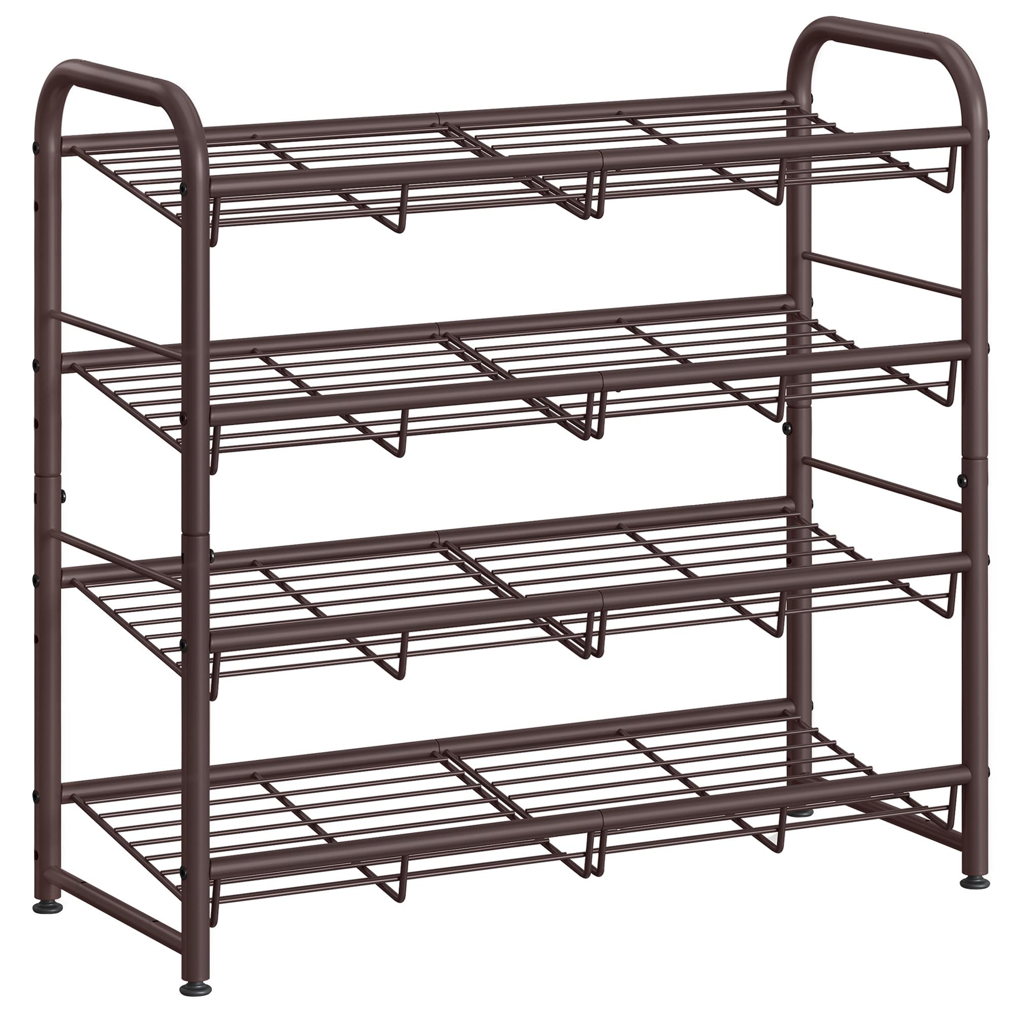 Songmics Shoe Rack, 4 Tier Shoe Organizer For Closet, Holds Up To 16 Pairs Of Shoes, Shoe Rack For Front Door Entrance, Metal Shoe Shelf With Adjustable Tilt Angle, For Entryway, Garage, Bronze