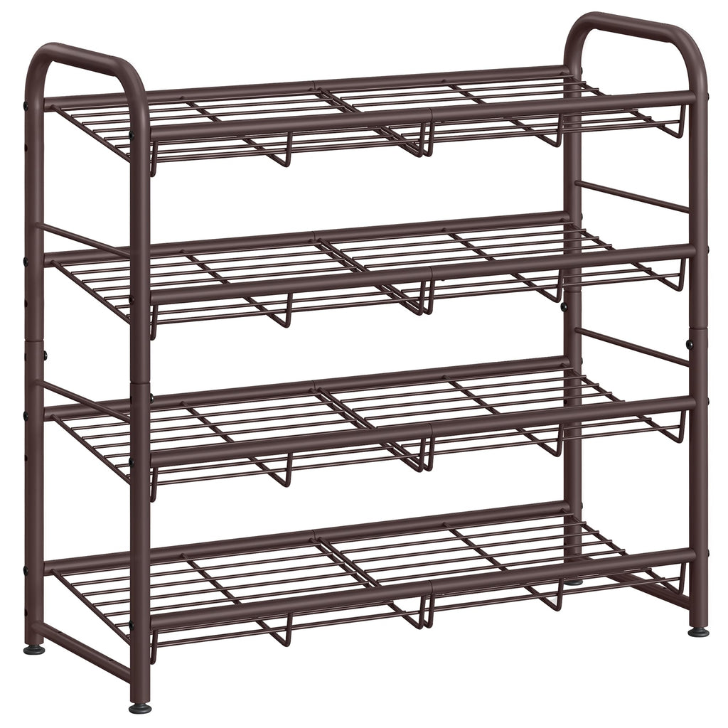 Songmics Shoe Rack, 4 Tier Shoe Organizer For Closet, Holds Up To 16 Pairs Of Shoes, Shoe Rack For Front Door Entrance, Metal Shoe Shelf With Adjustable Tilt Angle, For Entryway, Garage, Bronze