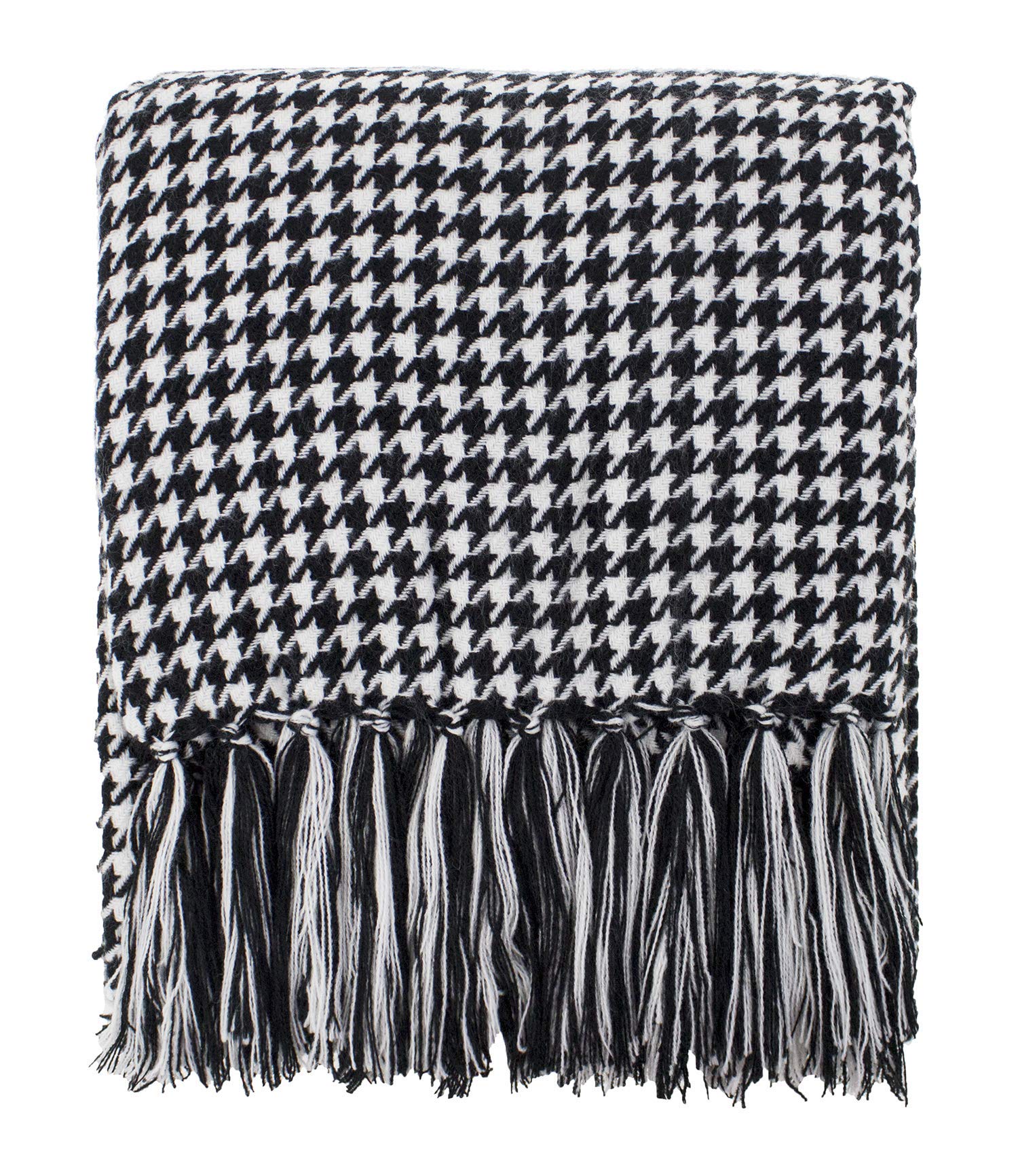 Fennco Styles Houndstooth Fringe Soft Throw Blanket - 50'X60'