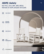 Kingyes Outdoor Rocking Chair, Pearl White