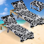 Oudain 2 Pcs Beach Chair Covers With Side Pockets Boho Pool Chaise Lounge Cover Mandala Microfiber Chaise Lounge Chair Towel Cov