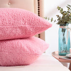 Reafort Ultra Soft Sherpa Pillowcases Pillow Covers Standard Size 20''X26'' Pack Of 2 With Zipper Closure (Pink, 20   X26    Sta