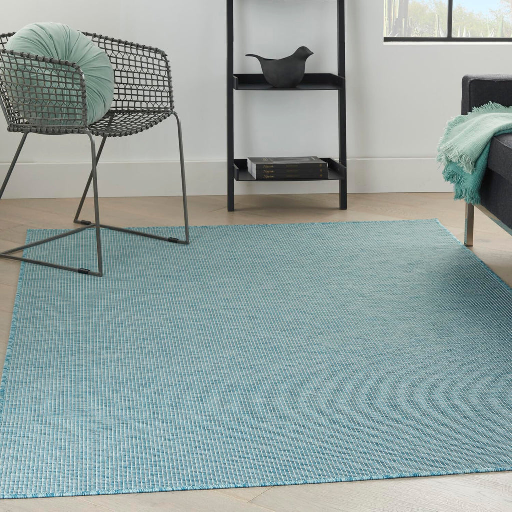 Nourison Positano Indoor/Outdoor Aqua 4' X 6' Area Rug, Easy Cleaning, Non Shedding, Bed Room, Living Room, Dining Room, Backyard, Deck, Patio (4X6)