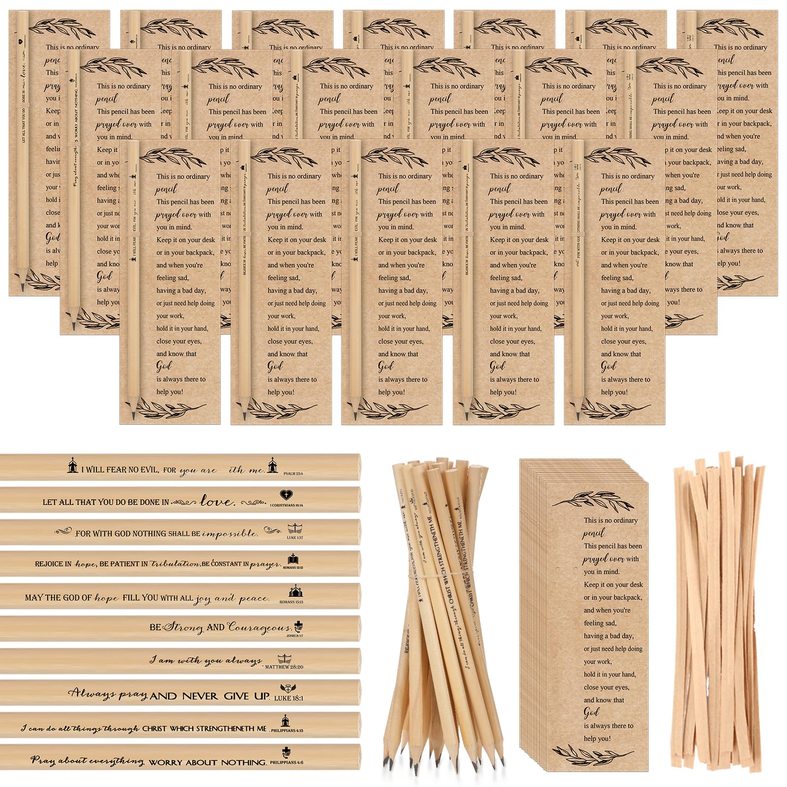 Yeaqee 20 Pcs Christian Back To School Gifts Bible Verse Pencils Bulk Religious Church Wood Pencils With Inspirational Bookmarks