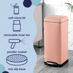 Happimess Hpm1007J Betty Retro 8-Gallon Step-Open Trash Can, Fingerprint Resistant, Modern, Minimalistic For Home, Kitchen, Laun