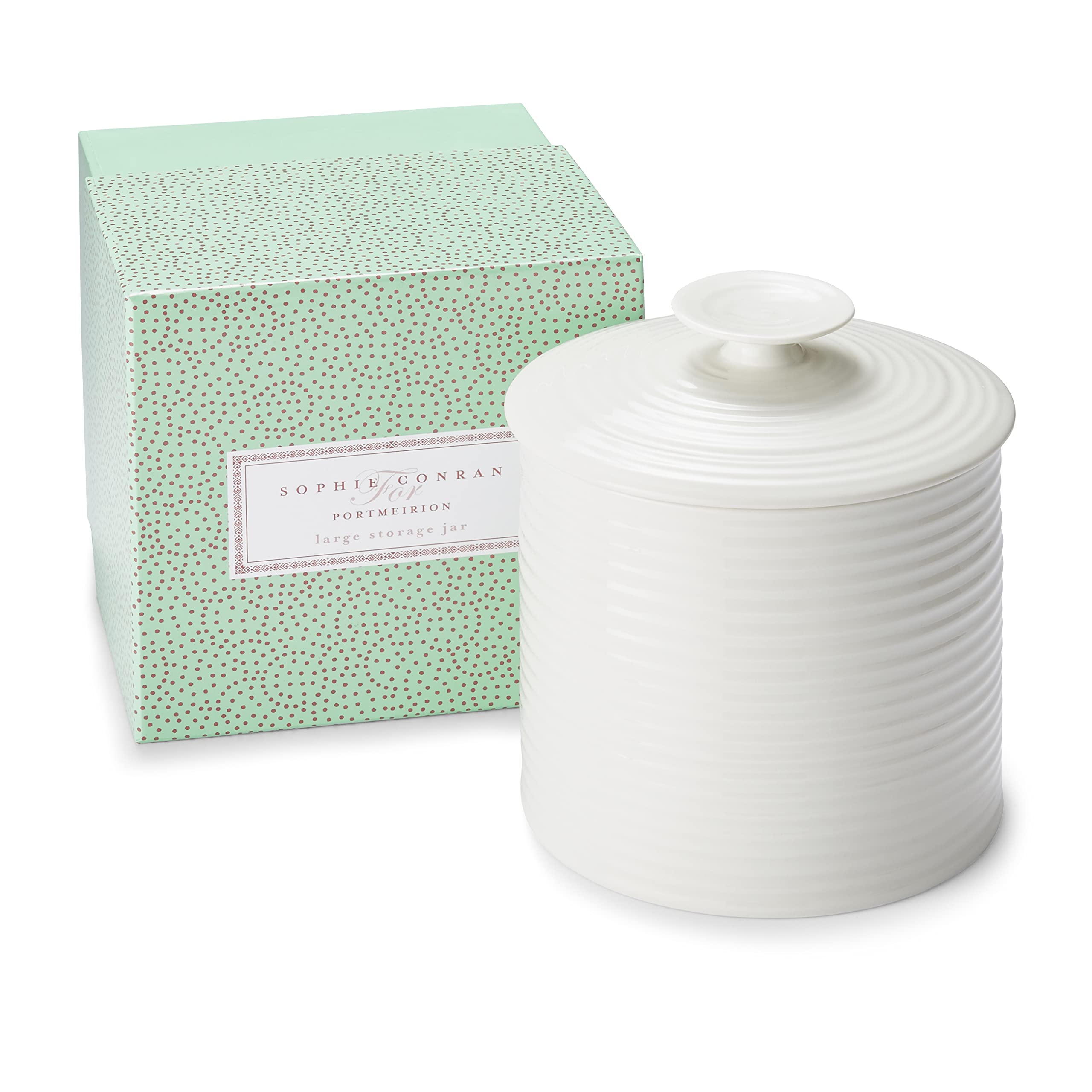 Portmeirion Sophie Conran White Large Canister | 80 Ounce Food Storage Container With Lid | Porcelain Canister For Pantry, Home,