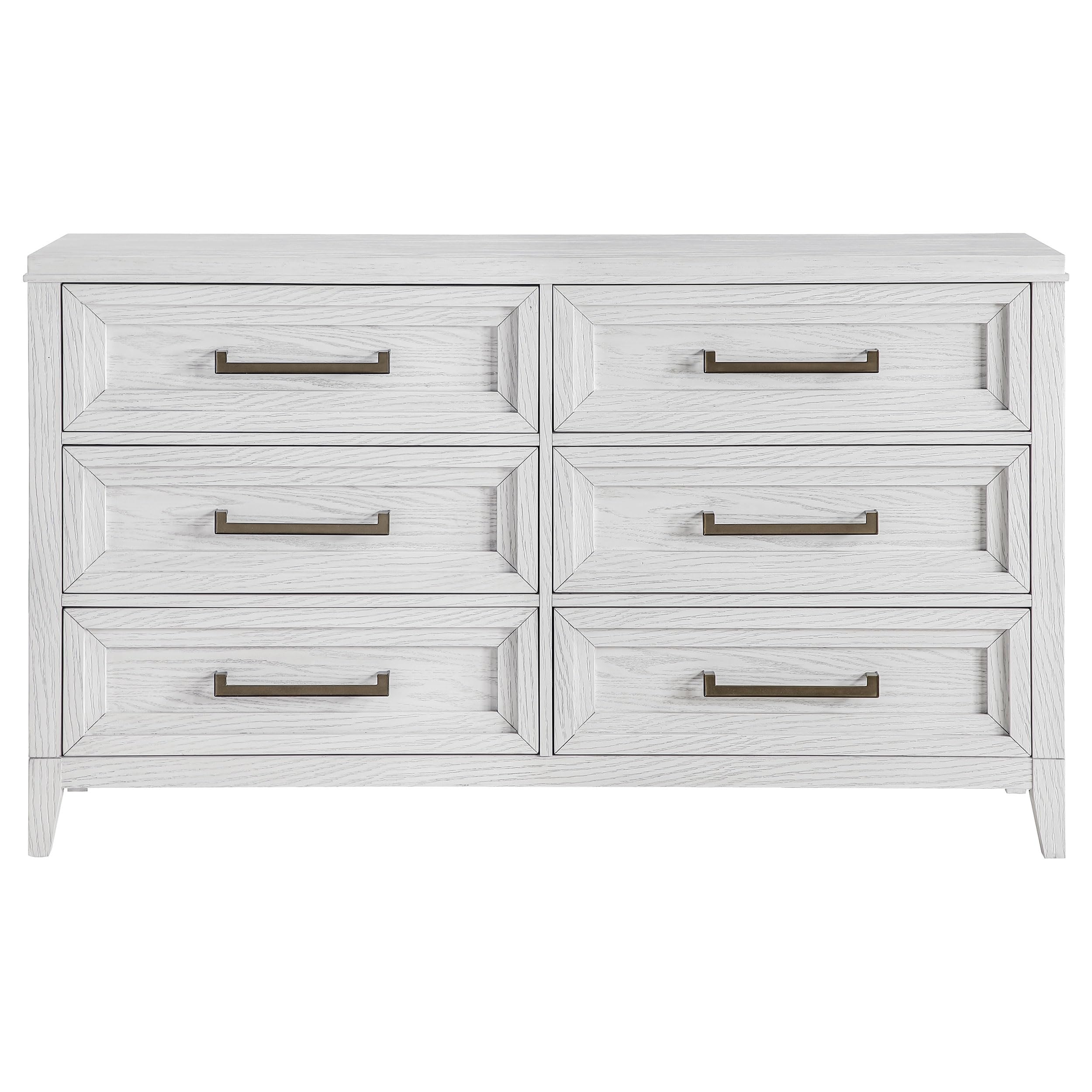 Coaster Home Furnishings Marielle Coastal 64-inch 6-Drawer Bedroom Dresser Clothing Storage Cabinet Wide Chest of Drawers Organizer Unit Distressed White 224843