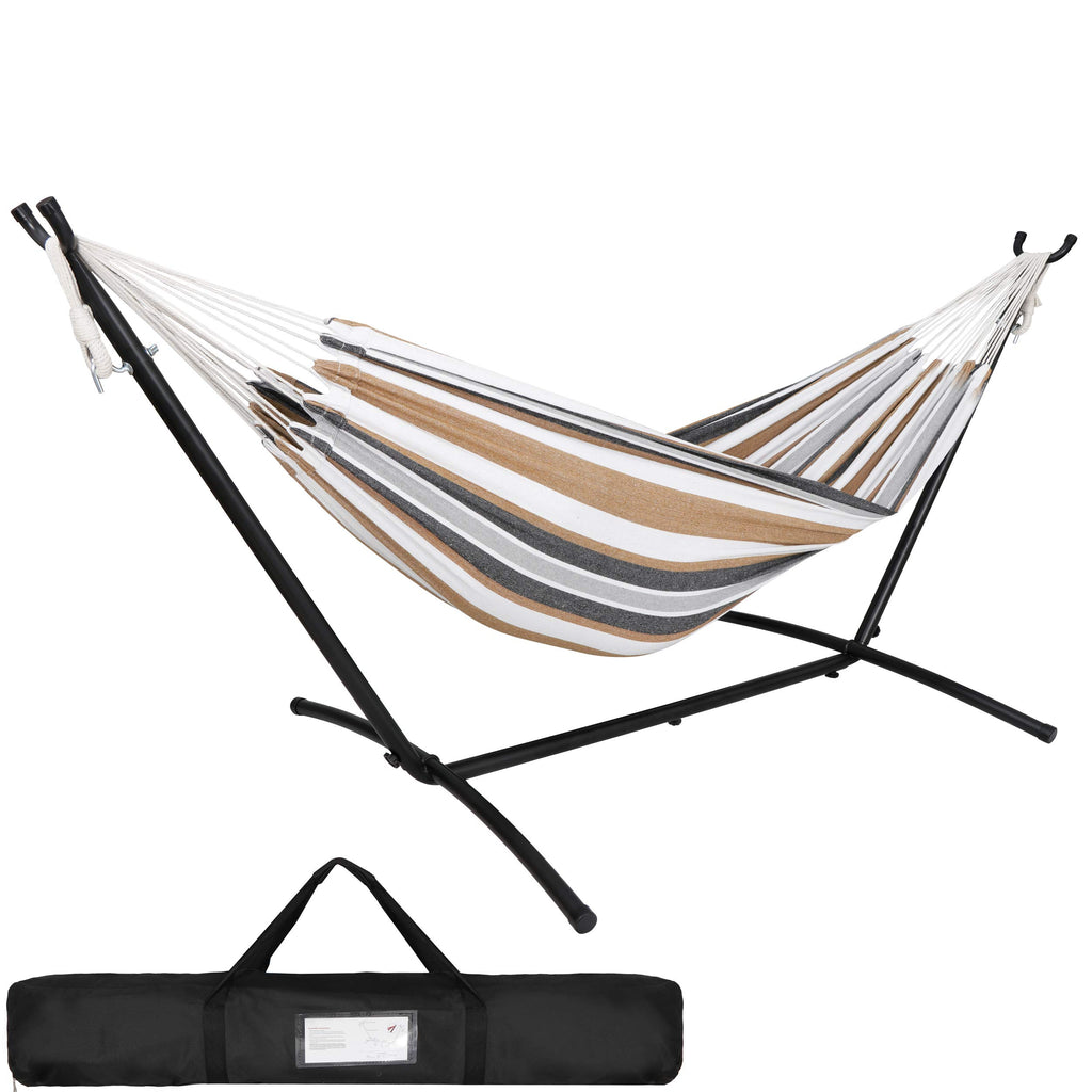 Super Deal Portable 9Ft Hammock Stand With 2 Person Hammock Included 620 Lbs Capacity Adjustable Hammock Bed With Space Saving Carrying Case For Camping Garden Backyard Patio Indoor Outdoor