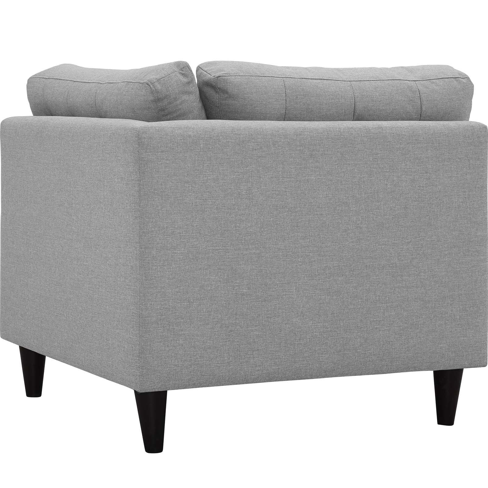 Modway Empress Mid-Century Modern Upholstered Fabric Corner Sofa In Light Gray