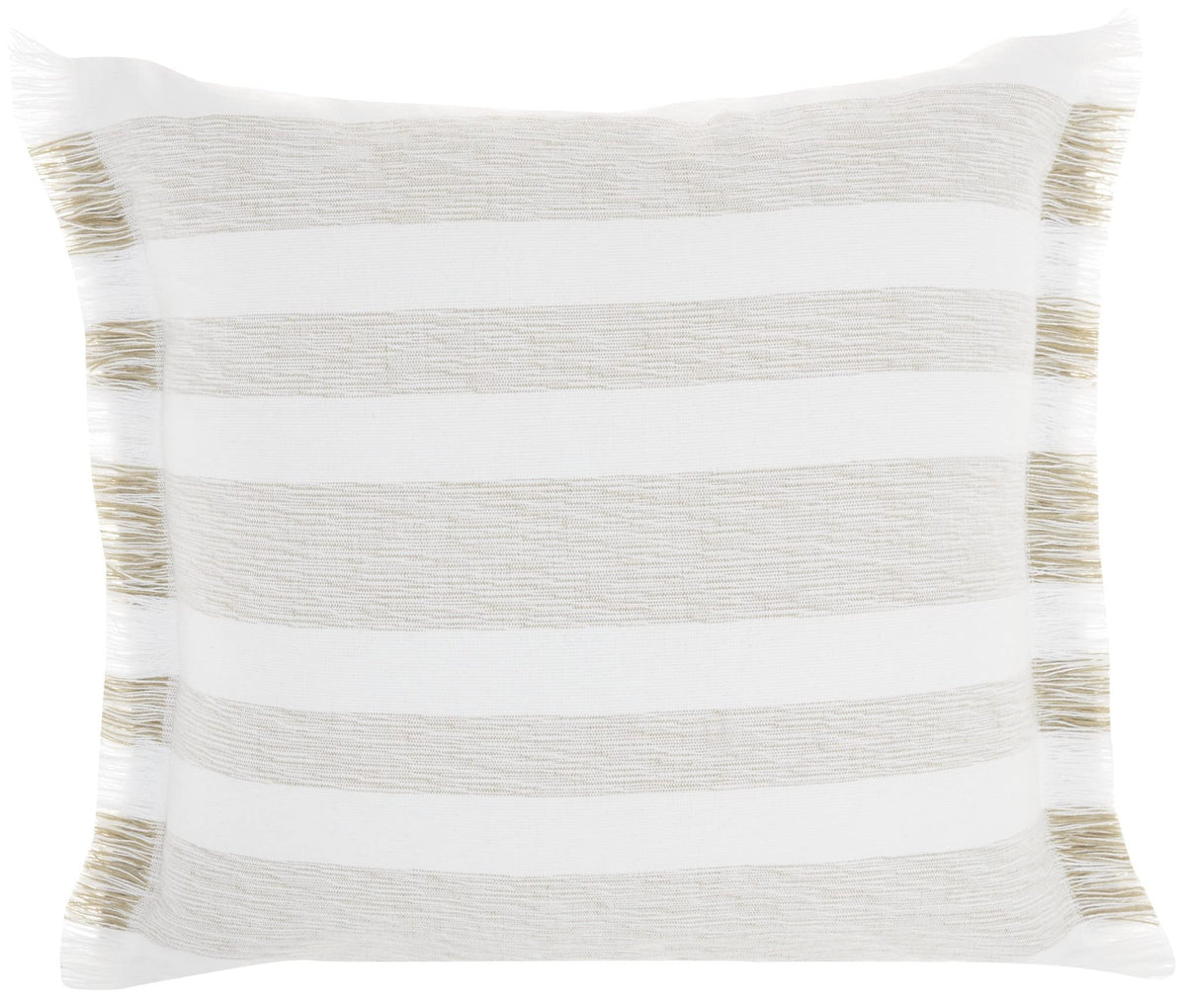 HomeRoots 100% Cotton Taupe and White Soft Stripes Throw Pillow