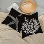 Golianda Coastal Pillow Covers 18X18 Set Of 2 Black Starfish Throw Pillows Nautical Ocean Decorations Summer Beach Coral Pillowc