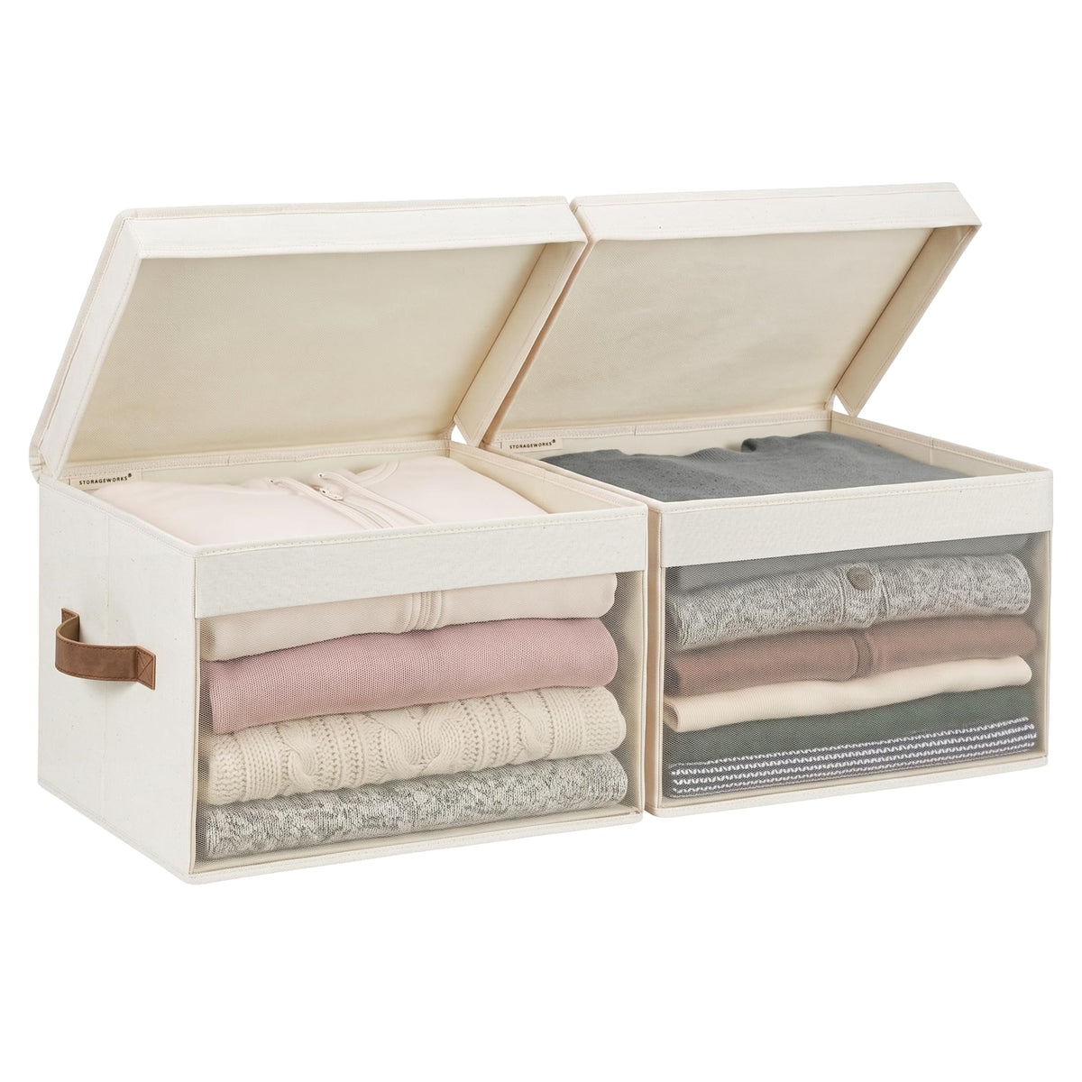 StorageWorks Fabric Storage Bins with Lids, Large Closet Storage Bins