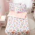 A Nice Night Zipper Bedding for Girls Chic Flower Comforter Set, Cute Rabbits Bow Printed Kids Bedding Set,Twin Size