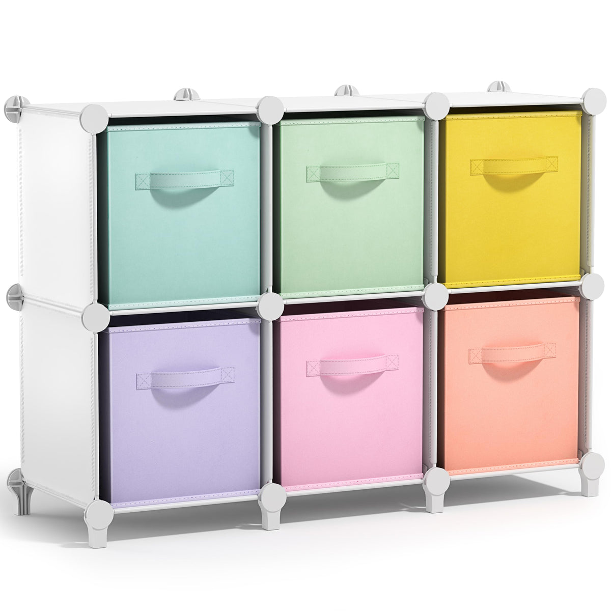 Sorbus 6 Cube Storage Organizer with 6 Fabric Bins (White)