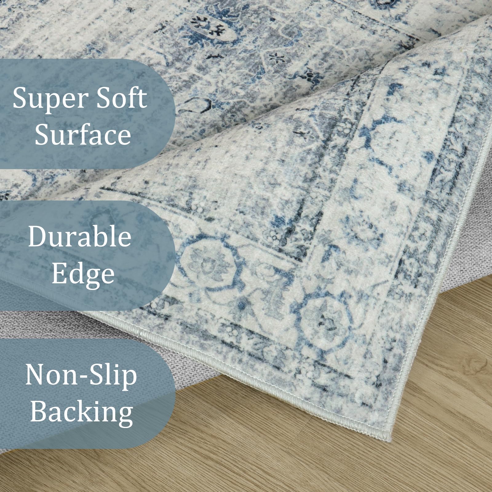 Morebes Vintage 2X10 Runner Rug For Hallway Non Slip,Washable Long Kitchen Rugs Runners,Soft Distressed Non-Shedding Carpet Runn