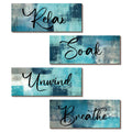 Maitys 4 Pcs Bathroom Wall Decor 10 x 4 Inch Bathroom Wall Art Contemporary Wood Bathroom Pictures for Wall Soak Unwind Relax Wa