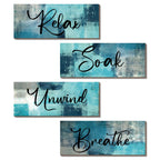 Maitys 4 Pcs Bathroom Wall Decor 10 x 4 Inch Bathroom Wall Art Contemporary Wood Bathroom Pictures for Wall Soak Unwind Relax Wa