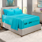 Hearth & Harbor Bed Linen Set - Split King Size, 6 Piece, Extra Deep Pocket, Microfiber, Beach Blue