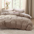 Bedsure Khaki Duvet Cover Full Size - Soft Prewashed Full Duvet Cover Set, 3 Pieces, 1 Duvet Cover 80X90 Inches With Zipper Clos