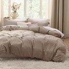 Bedsure Khaki Duvet Cover Full Size - Soft Prewashed Full Duvet Cover Set, 3 Pieces, 1 Duvet Cover 80X90 Inches With Zipper Clos