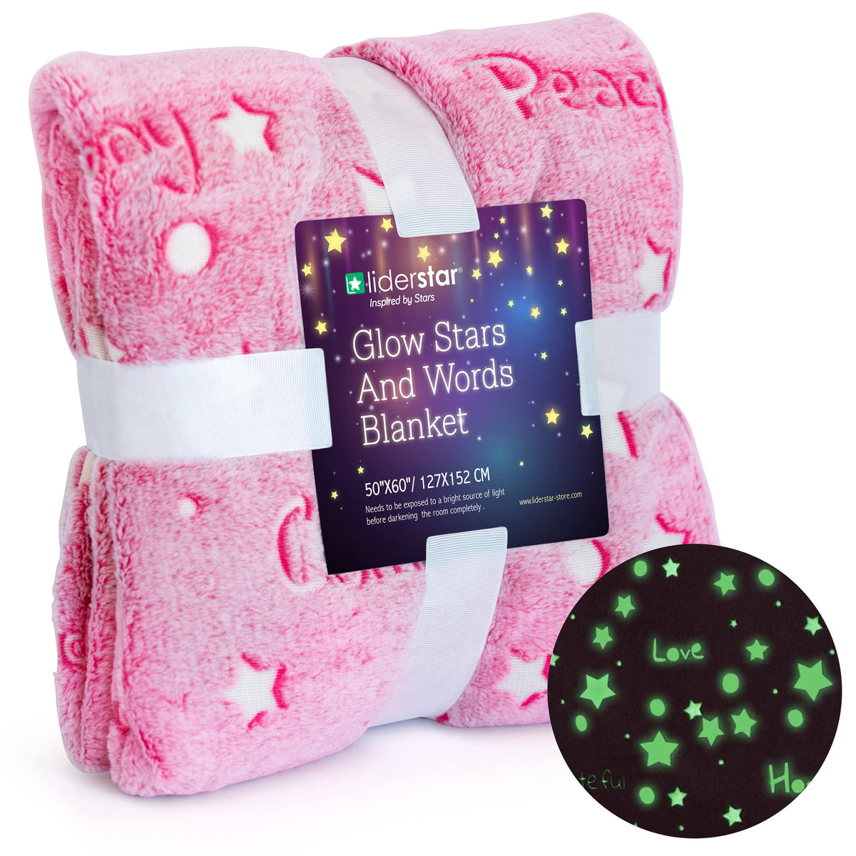 Glow In The Dark Throw Blanket, Super Soft Fuzzy Plush Fleece, Decorated With Stars And Words Of Encouragement, Birthday Gift Fo